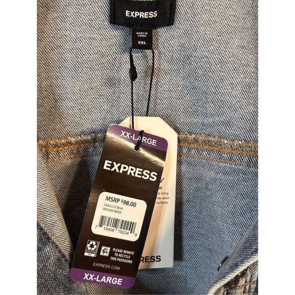 Express Medium Wash Denim Trucker Jacket Size XXL nwt (4727) - Picture 4 of 6